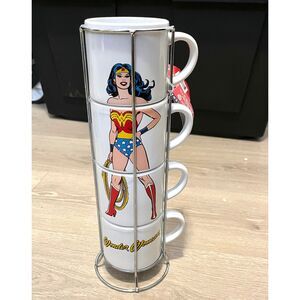 Wonder Woman Vintage Stackable Ceramic Mugs, 4 Pack ICUP NEW WITH TAG